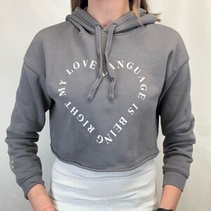 Girls Gotta Eat Women's Oversized Cropped Pullover Hoodie S SM Small Grey Gray
